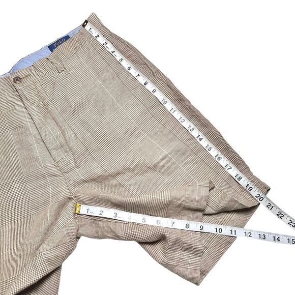 Polo Ralph Lauren | Men | Tan Linen Blend 9 Inch Glen Plaid Shorts | Sz 36 - Picture 5 of 10